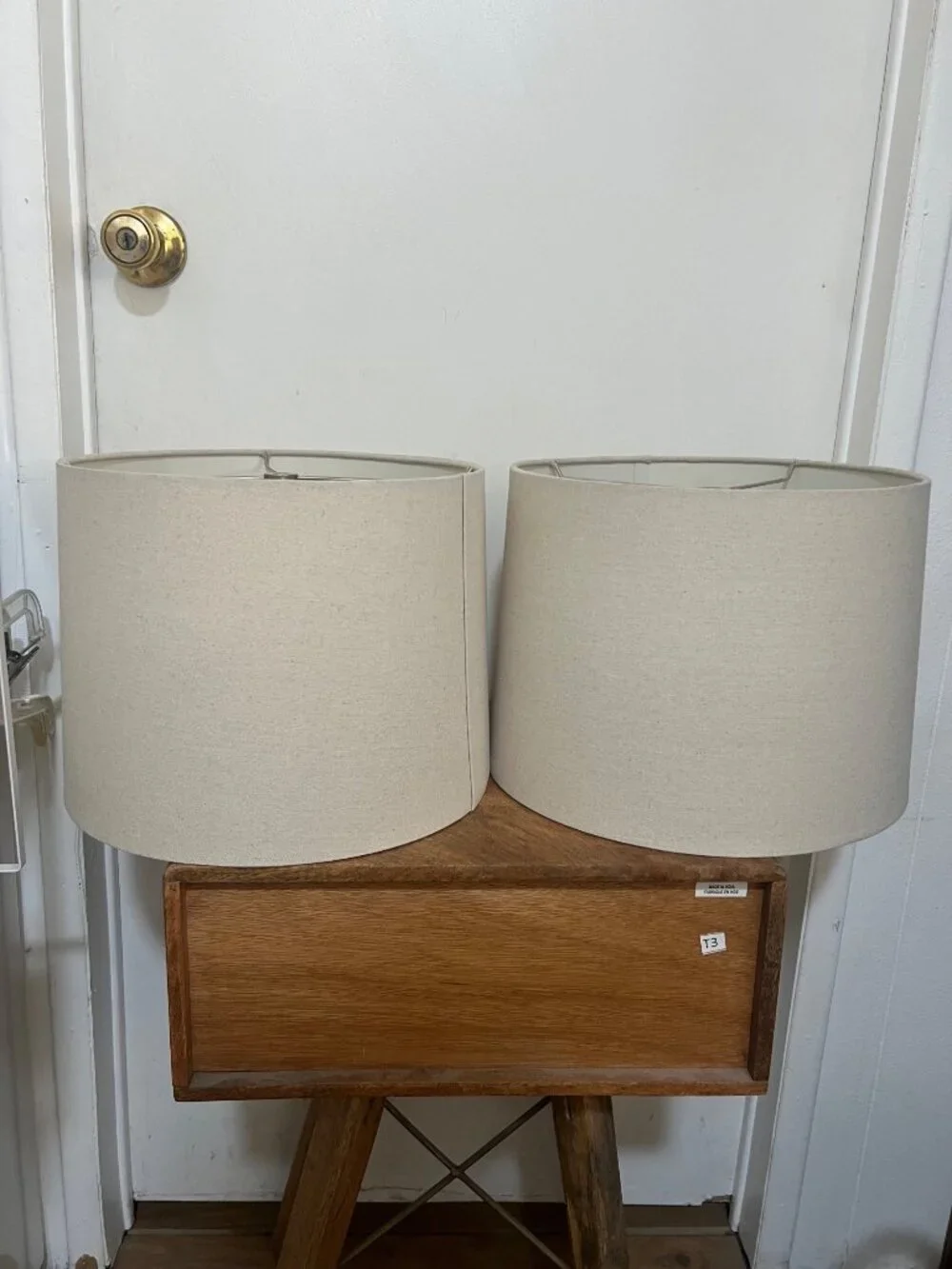 Set Of 2 Beige Drum Lampshades Modern Design Neutral Beige